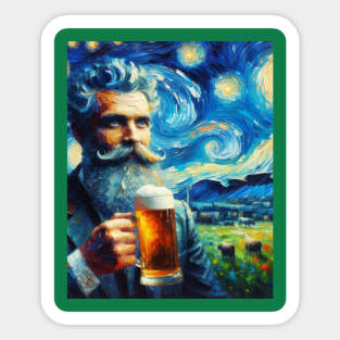 Irish Man at Starry Night Sticker